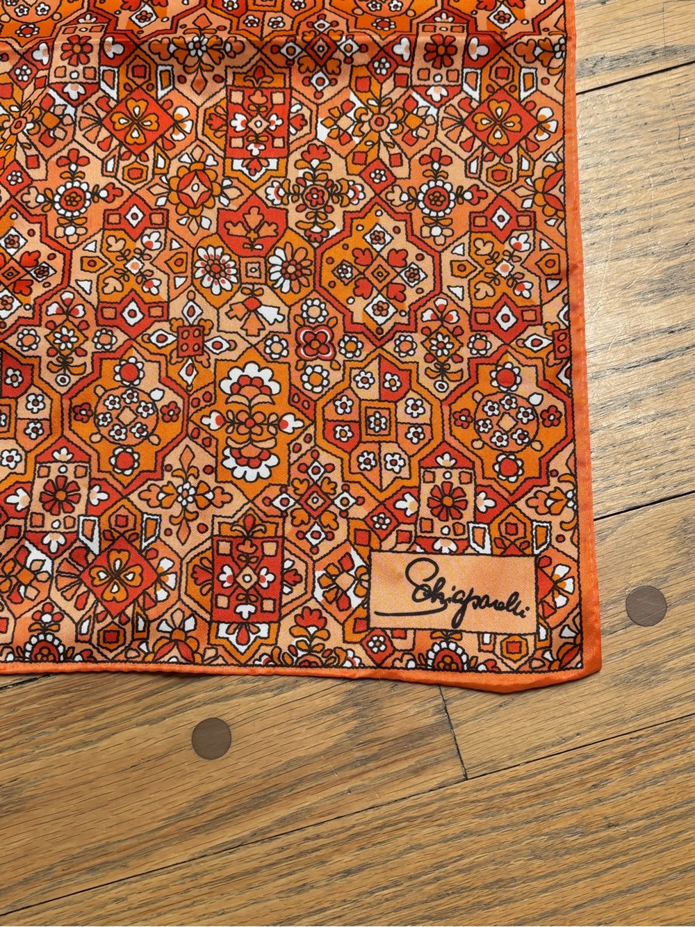 Vintage Schiaparelli Orange & Red Geometric scarf